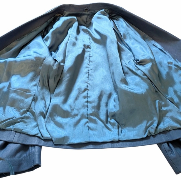 Vintage 1980s Penny Genuine Leather Skirt Suit | Colonial Blue | EUC - Picture 5 of 13